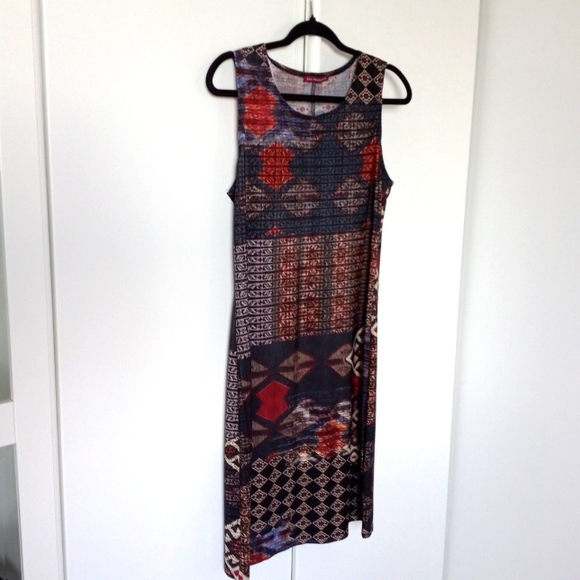 🇨🇦 Medium san Francisco lightweight spandex polyester midi dress aztec pattern - Picture 5 of 5